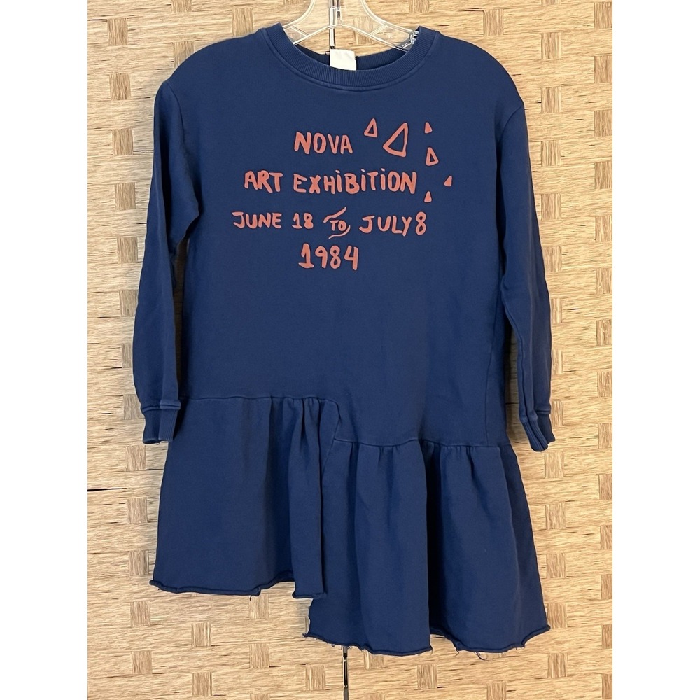 Zara Girl Collection Nova Art Exhibition Asymmetrical Dress Blue Sweatshirt Sz 9